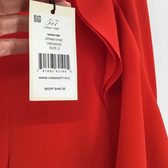 Cinq A Sept Women’s Chic Saphir Pant Grenadine Ruffle Palazzo Party NWT Size 0 - Picture 9 of 13